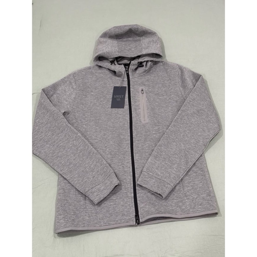NWT Mens VRST‎ Pinnacle Fleece Gray Full-Zip Moisture Wicking Hooded Jacket - SM
